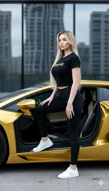 Golden lamborghini blonde model urban