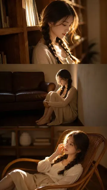 Indoor warm cinematic triple portrait story