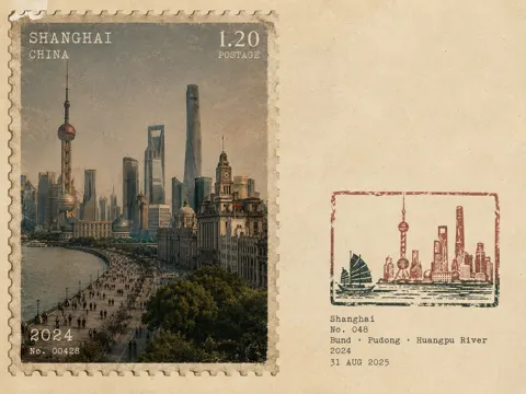 Vintage travel postage stamp rubber stamp poster