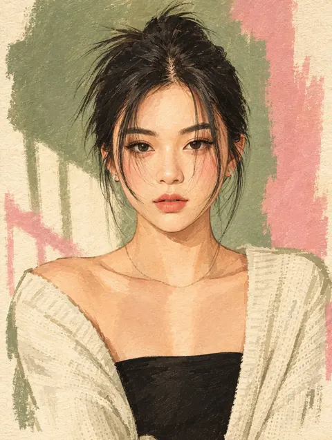 Hand painted gouache caricature portrait