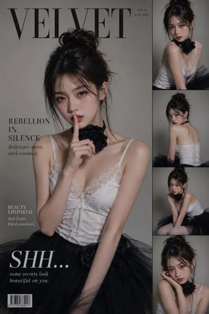 Dark coquette balletcore fashion magazine cover