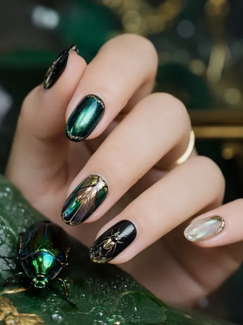 Jellyfish inspired luxury manicure close up