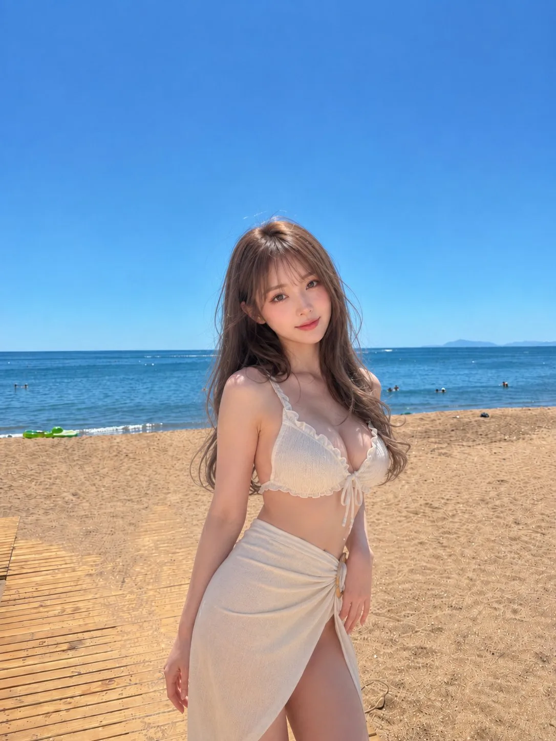 Beach bikini portrait with vast blue sky — Sonra