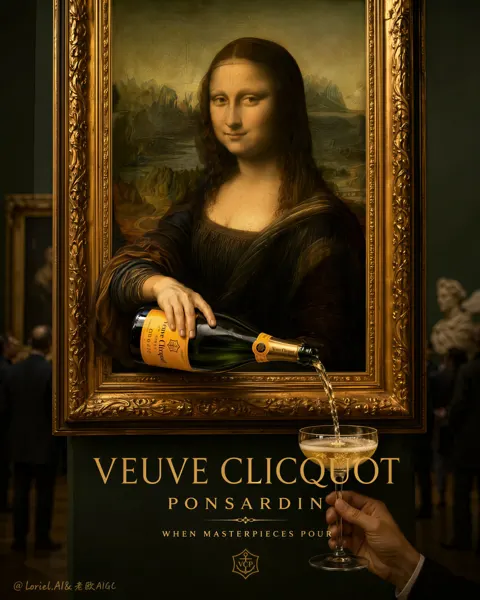 Veuve clicquot mona lisa museum masterpiece ad