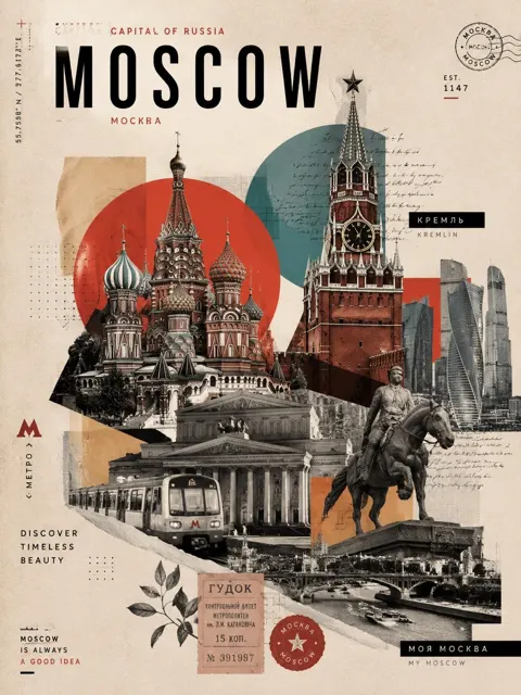 Modern vintage travel collage poster