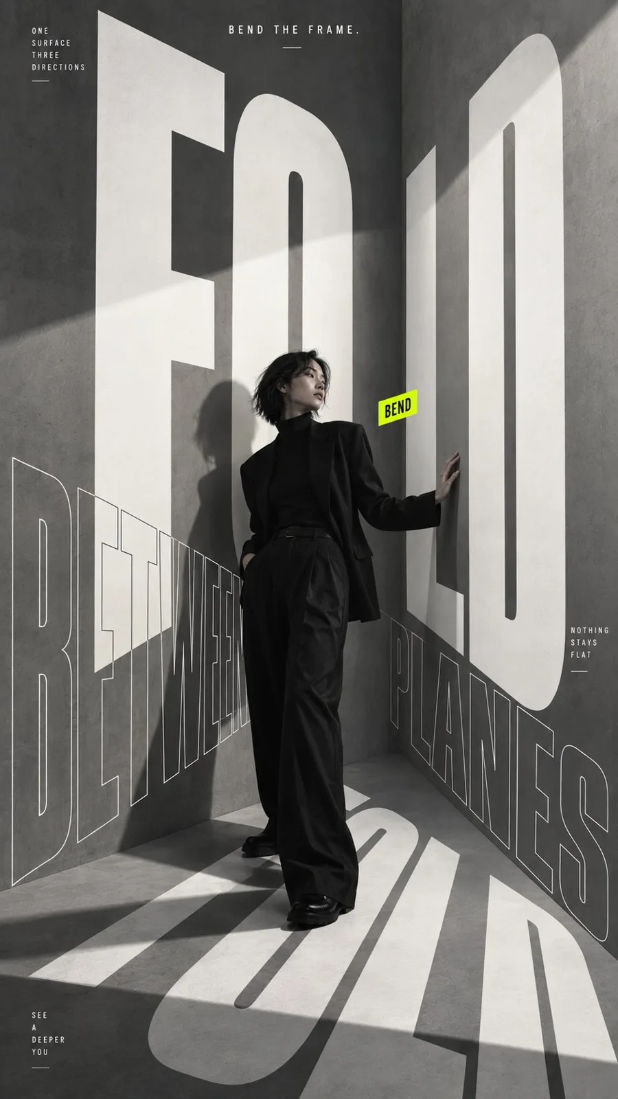 High end fashion spatial typography editorial poster — Sonra
