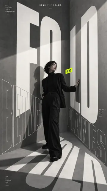 High end fashion spatial typography editorial poster