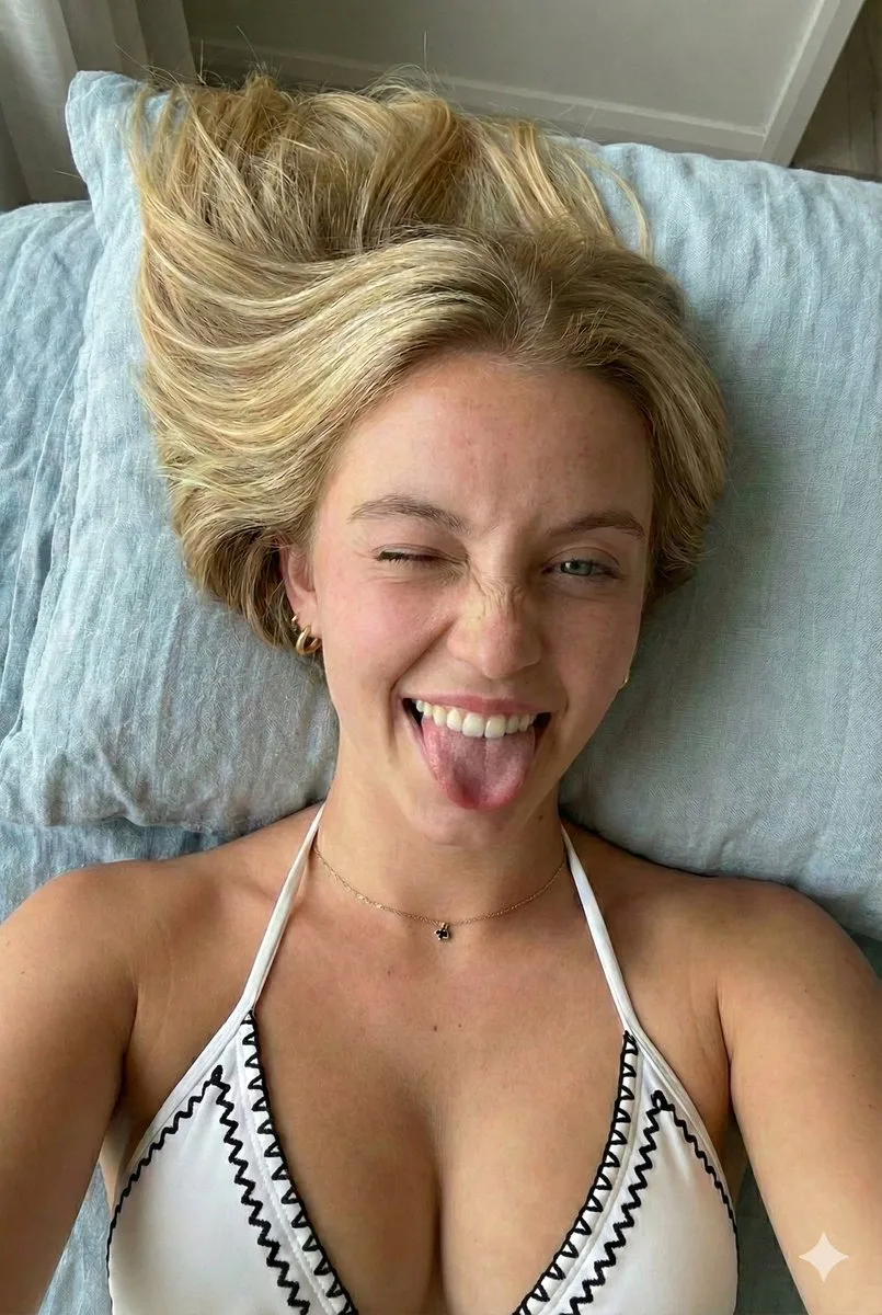 Playful winking blonde — After