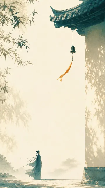 Oriental zen minimalist wind chime poster