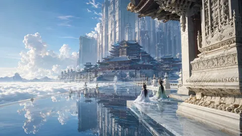 Eastern divine realm giant structure cinematic still