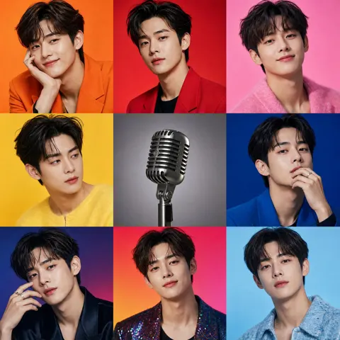 Korean celebrity fashion collage poster