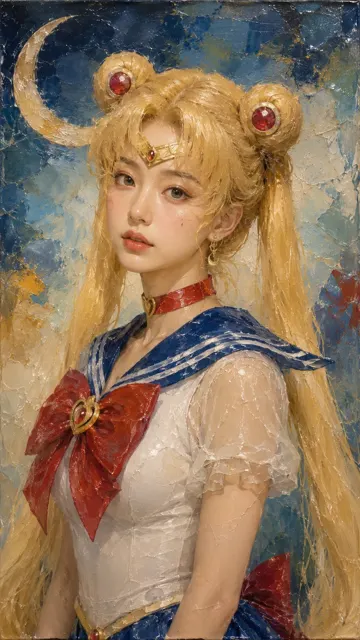 Sailor moon encaustic style portraits