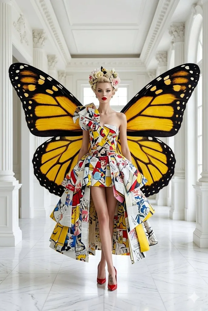 Avant garde pop art dress butterfly wings photography — After