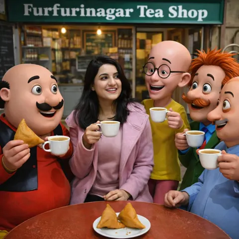 Tea shop gathering with motu patlu