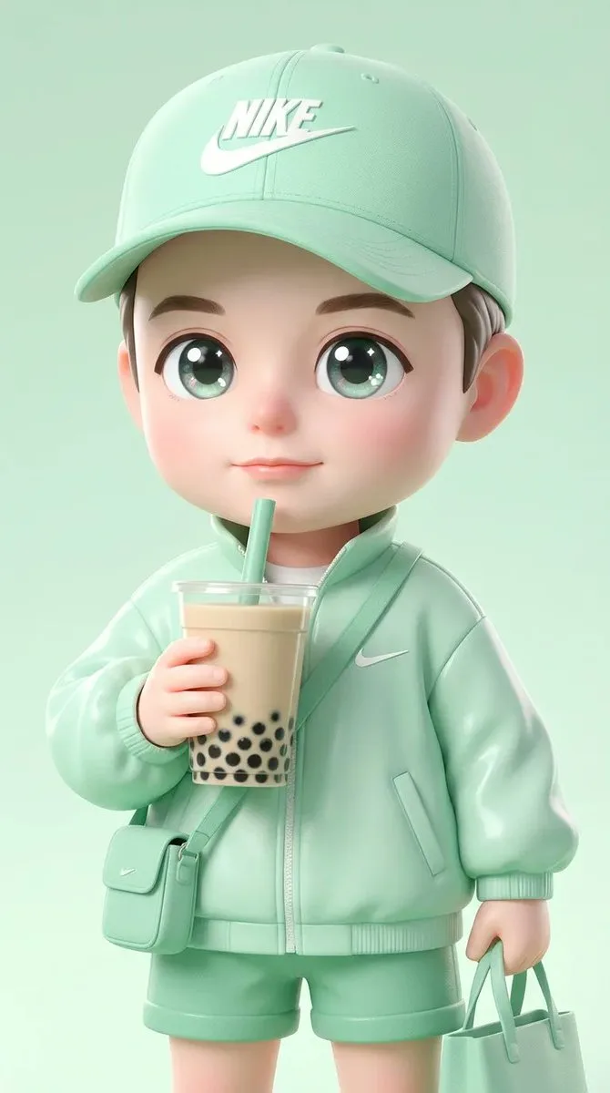 Cute pixar style mint green chibi — Sonra