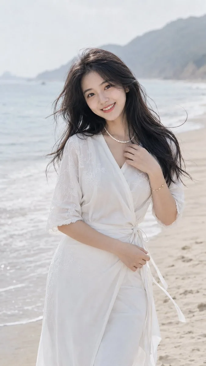 Seaside fresh portrait east asian woman — Sonra