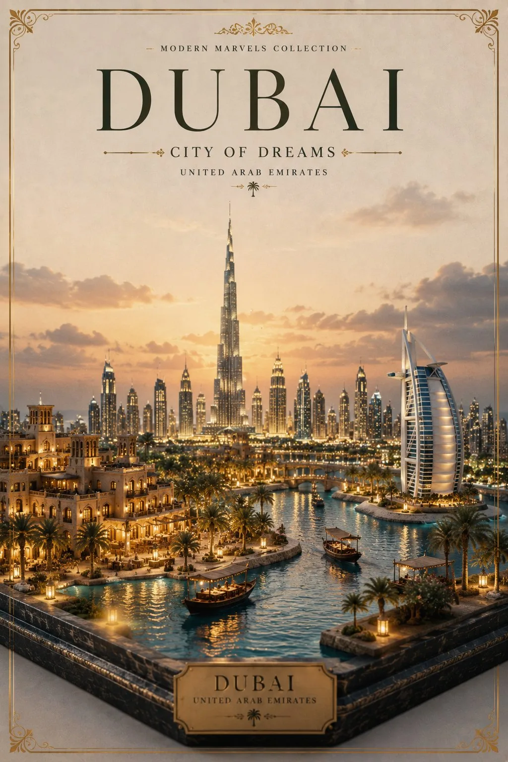 Luxury hallstatt dubai travel art poster — Sonra
