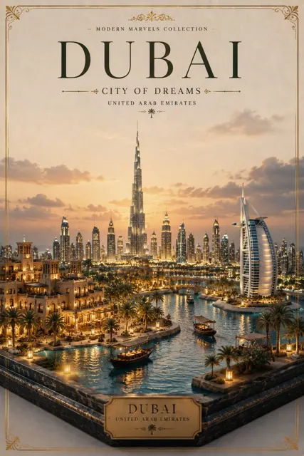 Luxury hallstatt dubai travel art poster