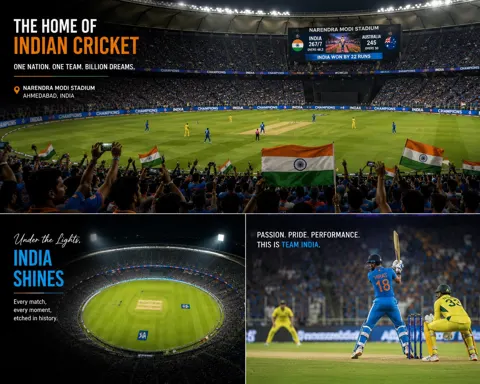 Ultra realistic india cricket poster narendra modi stadium