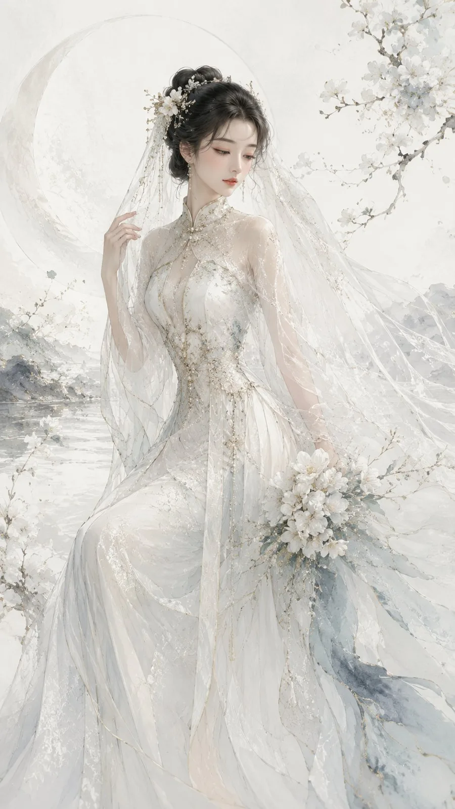 Oriental new chinese haute couture wedding dress poster — Sonra