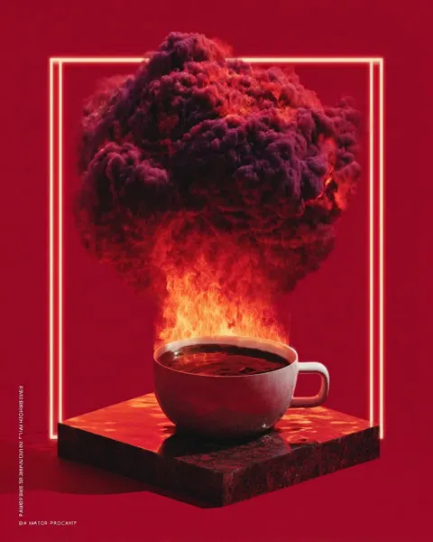 Surreal monochromatic deep red conceptual composition