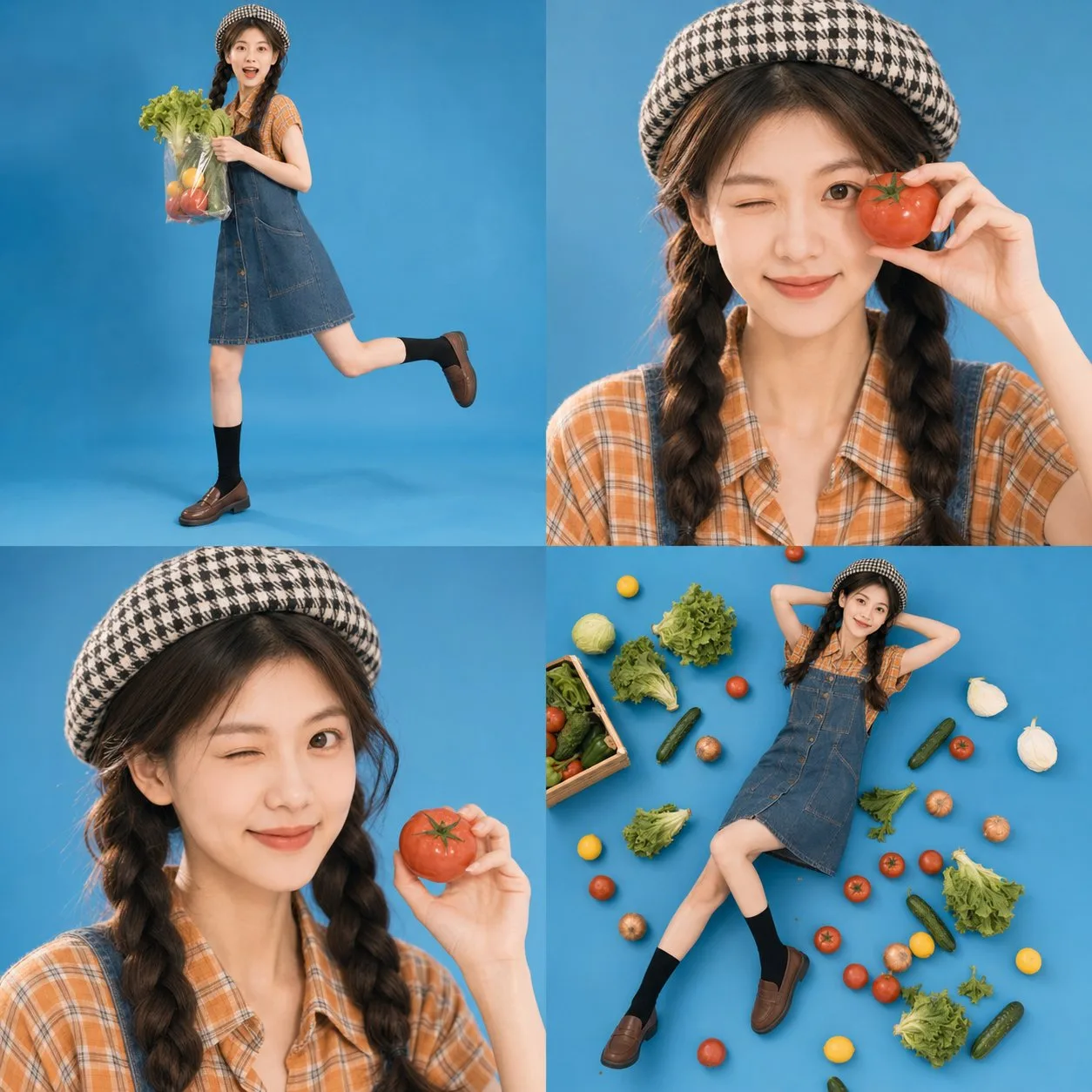 Market girl fashion editorial collage — After