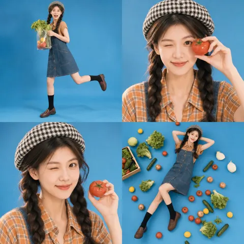 Market girl fashion editorial collage