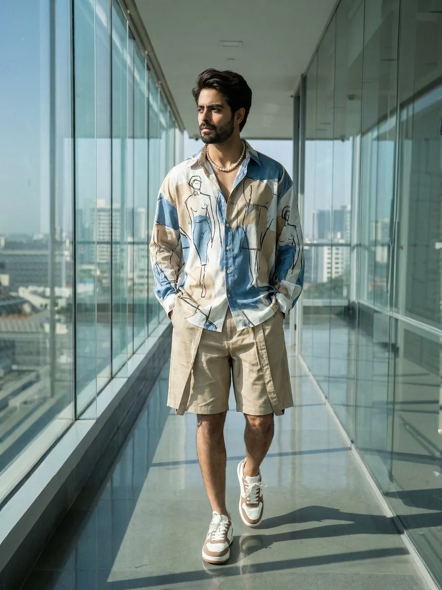Urban corridor fashion portrait — Sonra