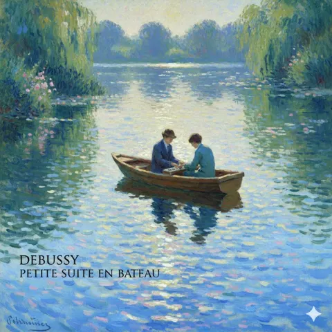 Monet sparkling blue boat