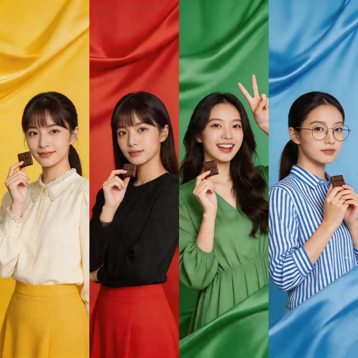 Four color asian girl chocolate ad — Sonra