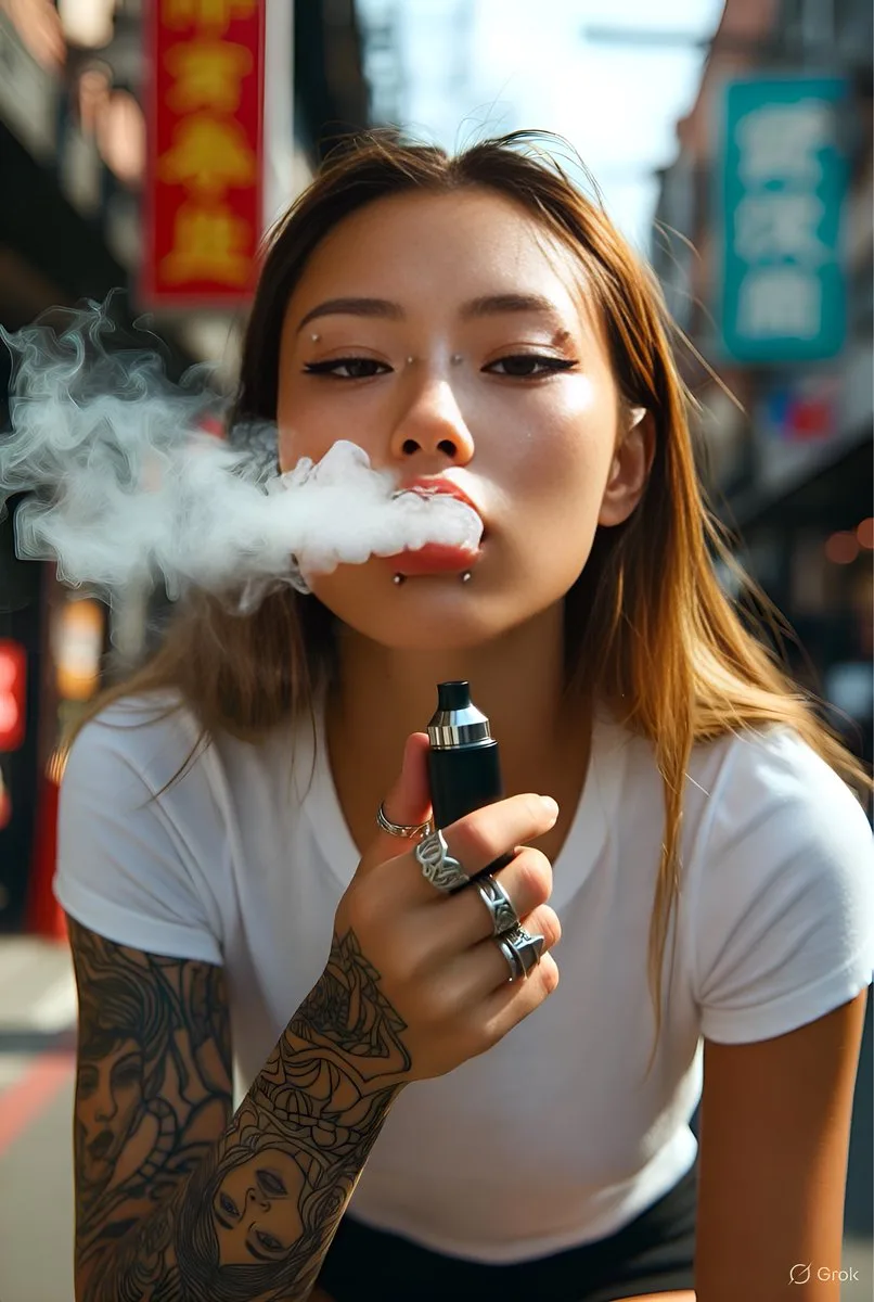 Tokyo backstreet vape tattoo girl — Sonra
