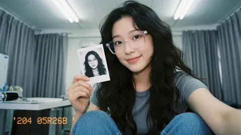 Vintage 2000s digicam asian woman portrait