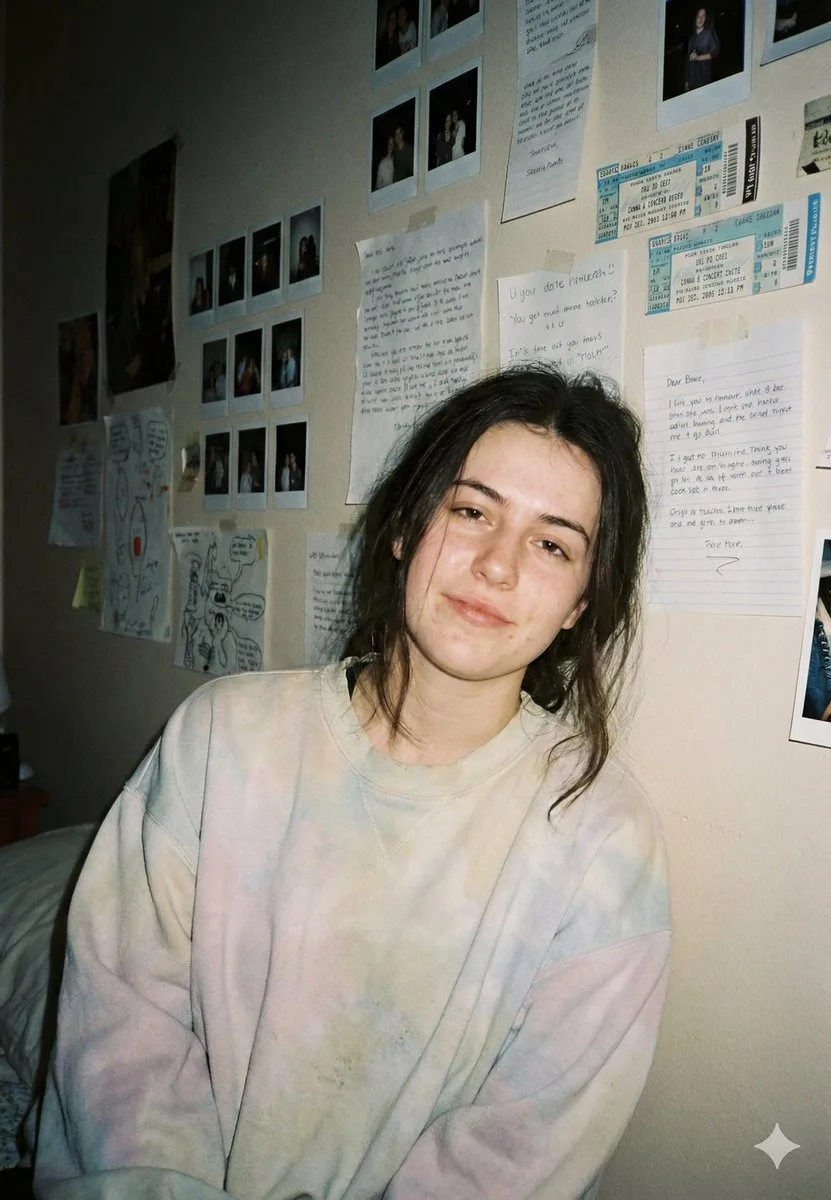 Nostalgic film bedroom flash girl — Sonra