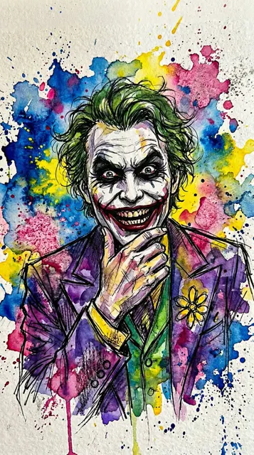Bizarre joker watercolor