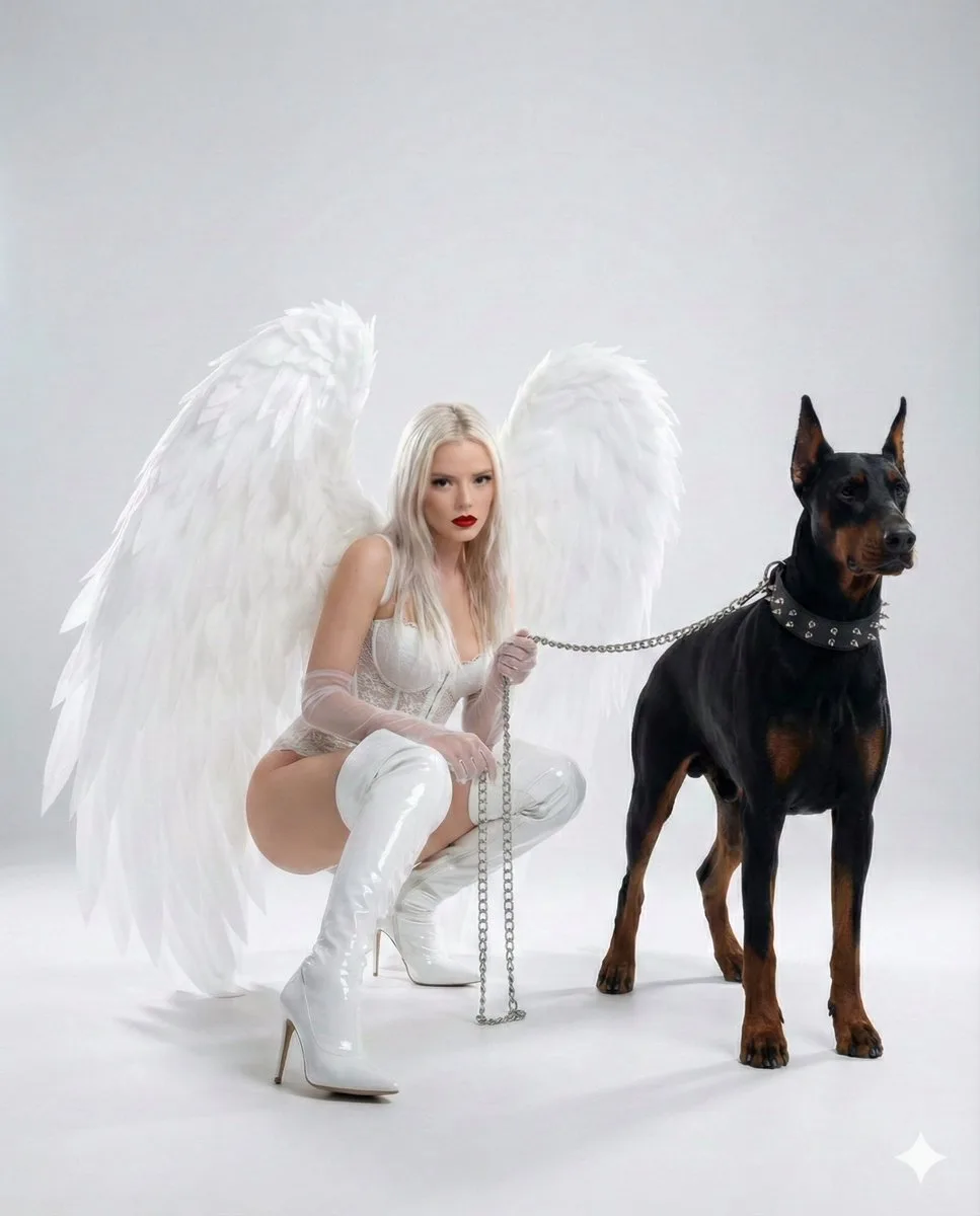 Dark angel with doberman — Sonra