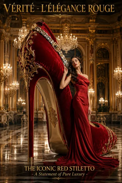 Cinematic high fashion red stiletto poster