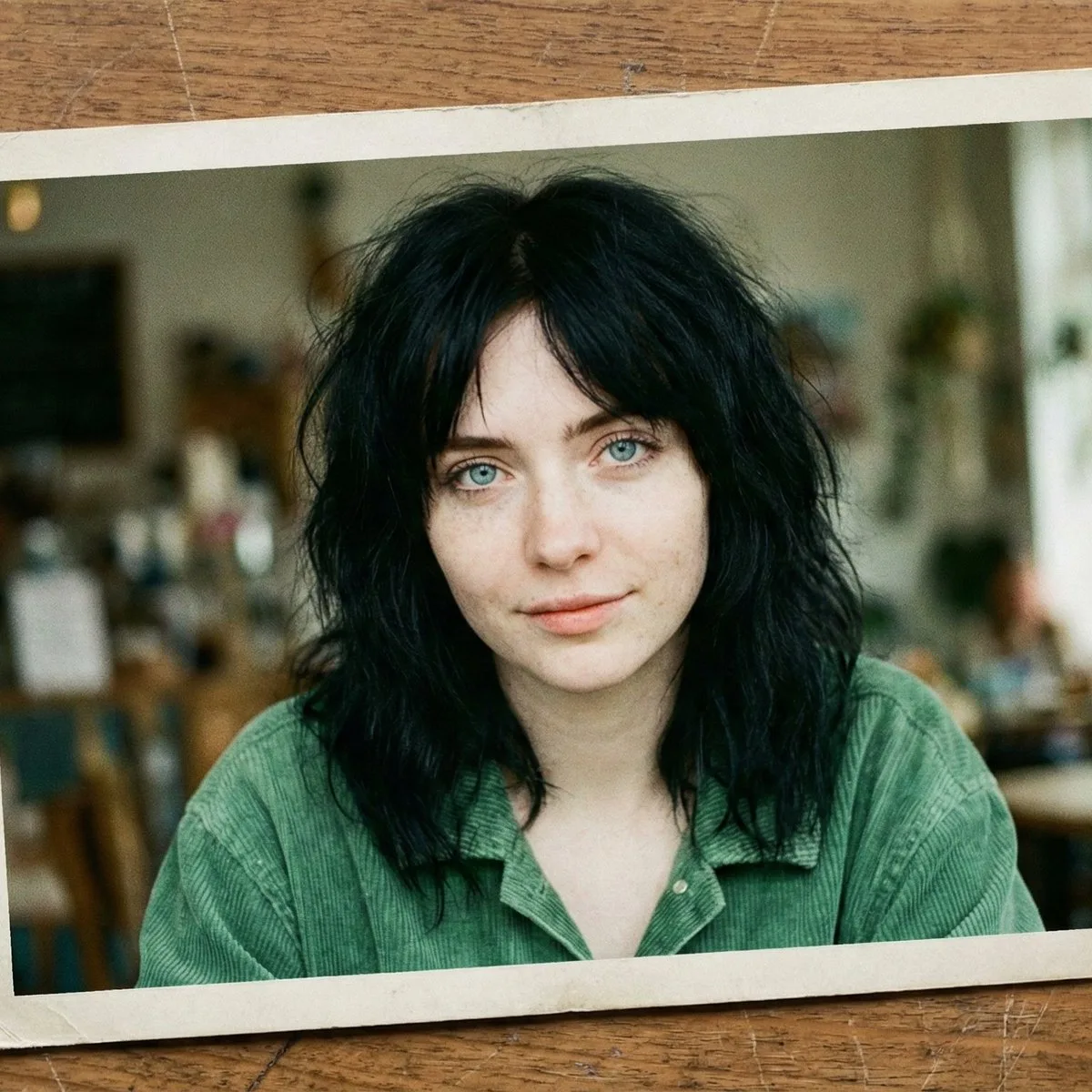 Black hair blue eyes film photo — Sonra