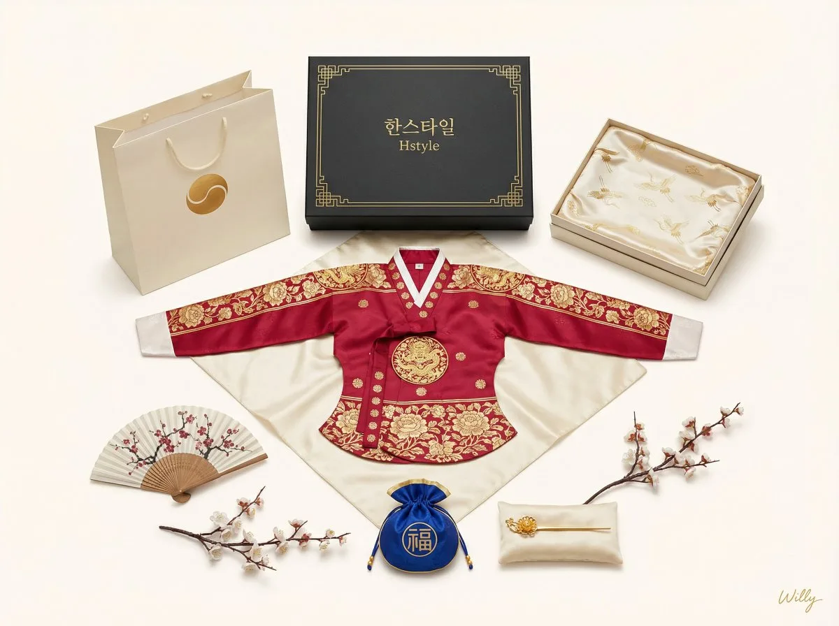 Luxury hanbok symmetrical commercial photography — After