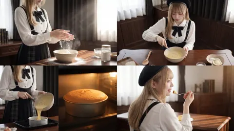 Cinematic slow motion cake making