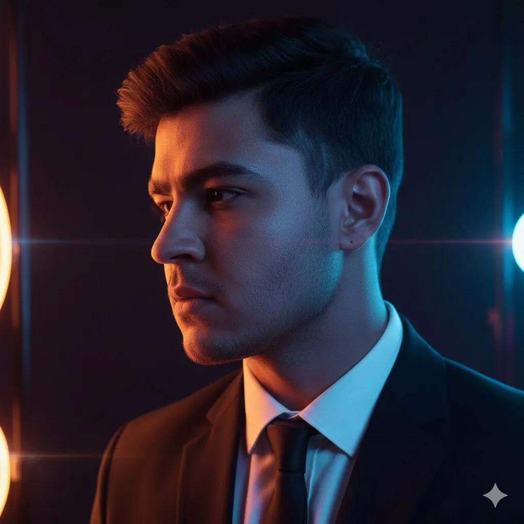 Neon noir futuristic profile — Sonra
