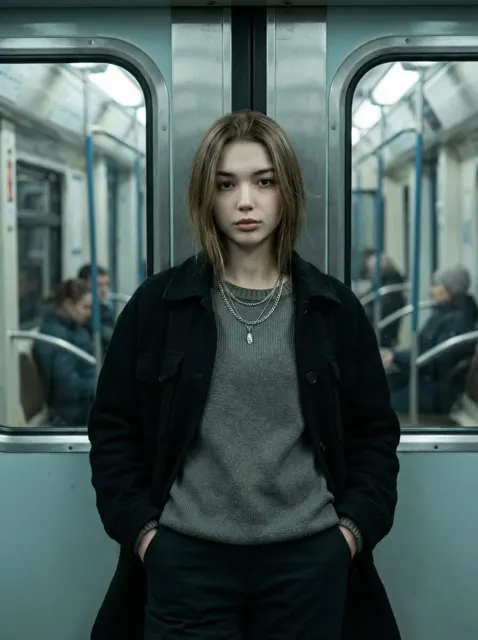 Cold fashion girl in subway