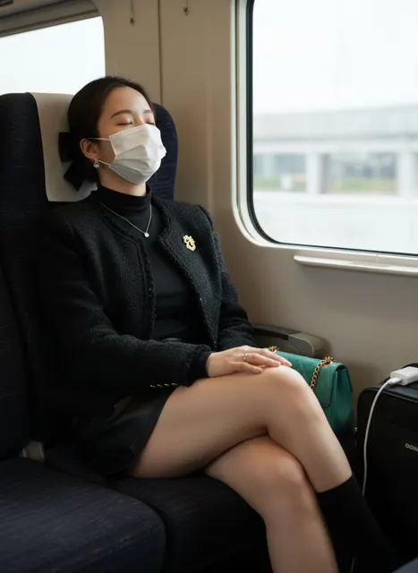 Sleeping elegant dark haired girl