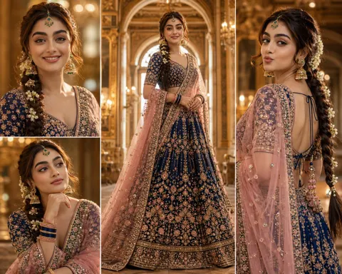 Ultra realistic south asian woman royal bridal lehenga portrait