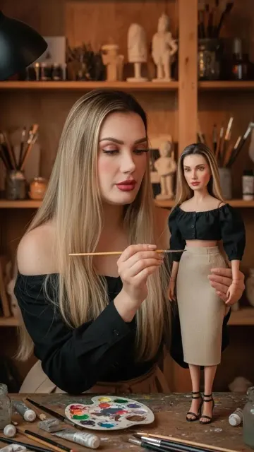 Artist painting miniature self