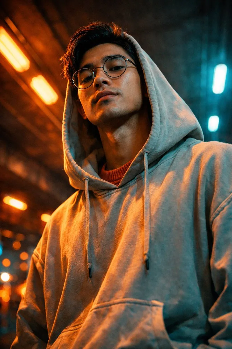 Neon tunnel streetwear boy — Sonra
