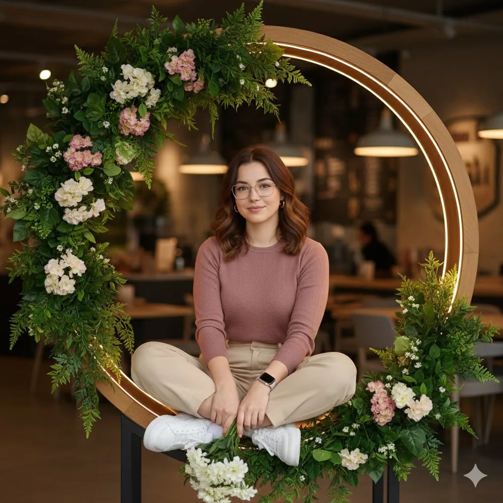 Warm light circle frame realistic portrait — After