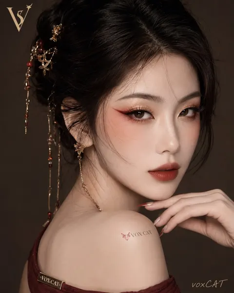 Classical golden red fox makeup look