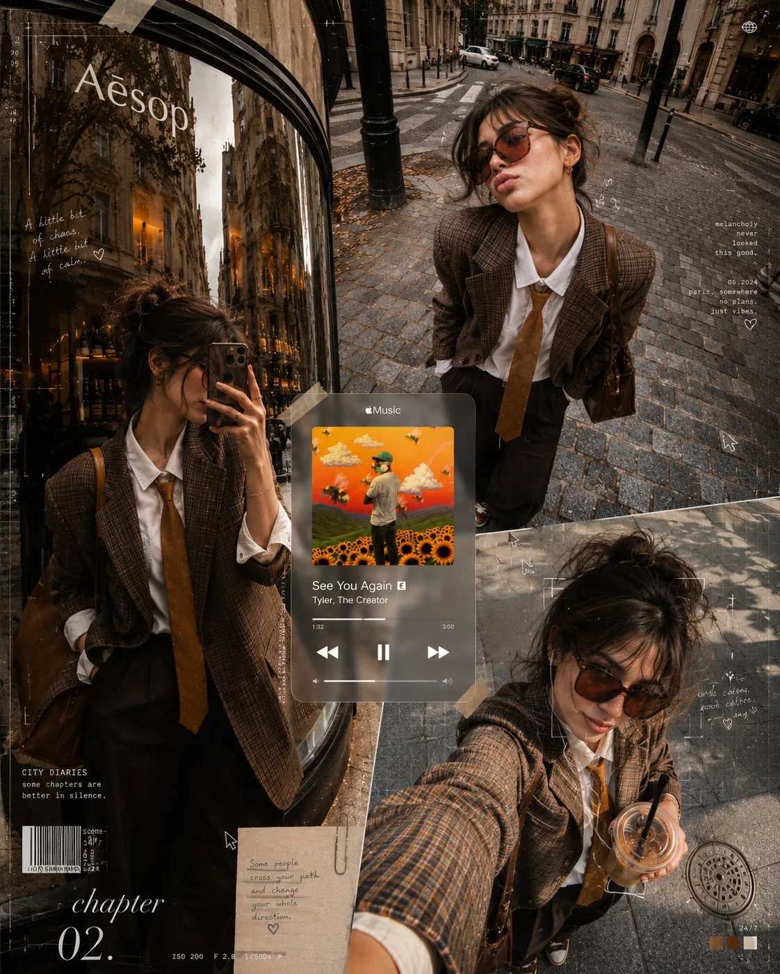 Premium fashion editorial poster collage — Sonra