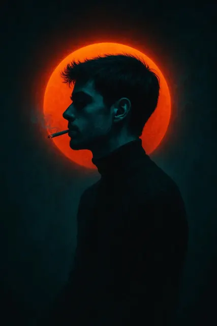 Silhouette in Teal & Flame