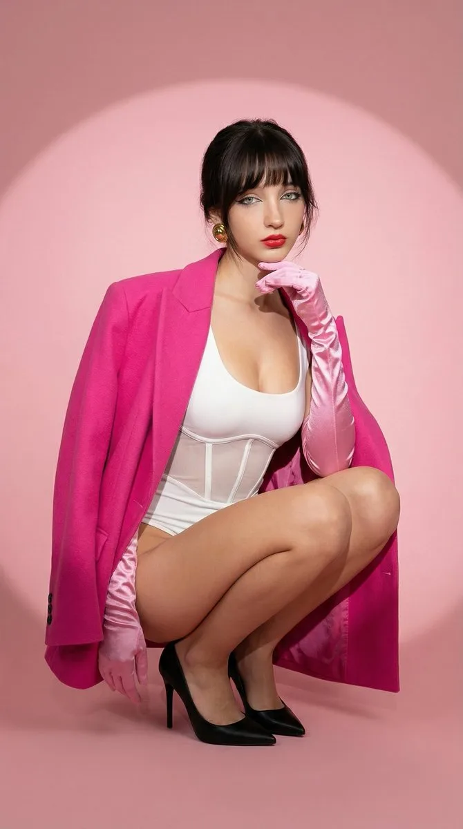 Electric pink trench fashion diva — After